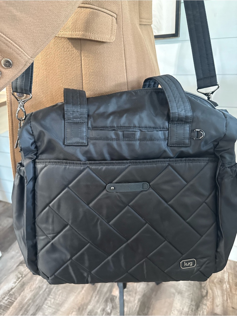 Lug Saunter Classic Duffel Bag Sway Pouch Women Large Black Quilted Travel Tote